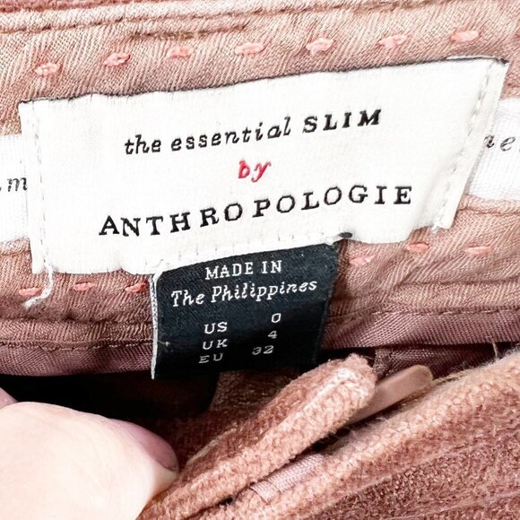 ✅ Anthropologie Essential Slim Velvet Cropped Pants ROSE GOLD SIZE O - Picture 4 of 8